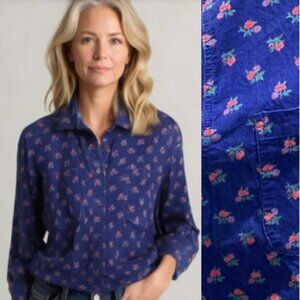 Kari Corduroy Shirt Blue Floral Shirt Size large